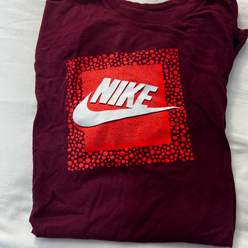 Nike Burgundy Tee with Red and White Logo